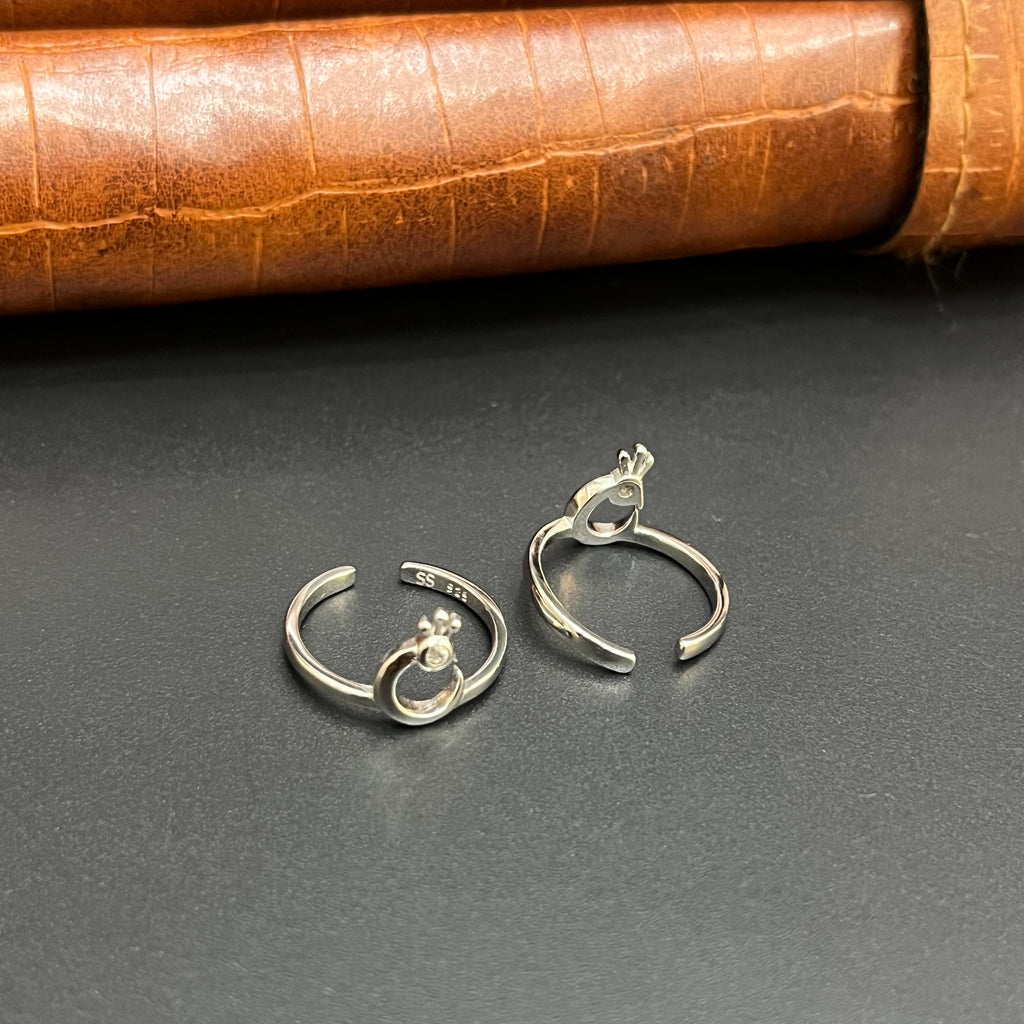 Silver Ladies Toe Rings Swan 925