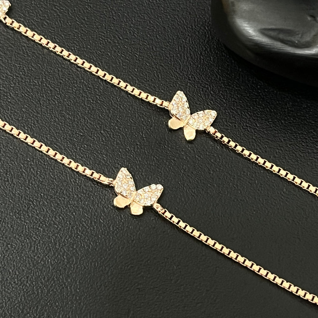 Silver Ladies Anklet Butterfly AD2 Rosegold 925