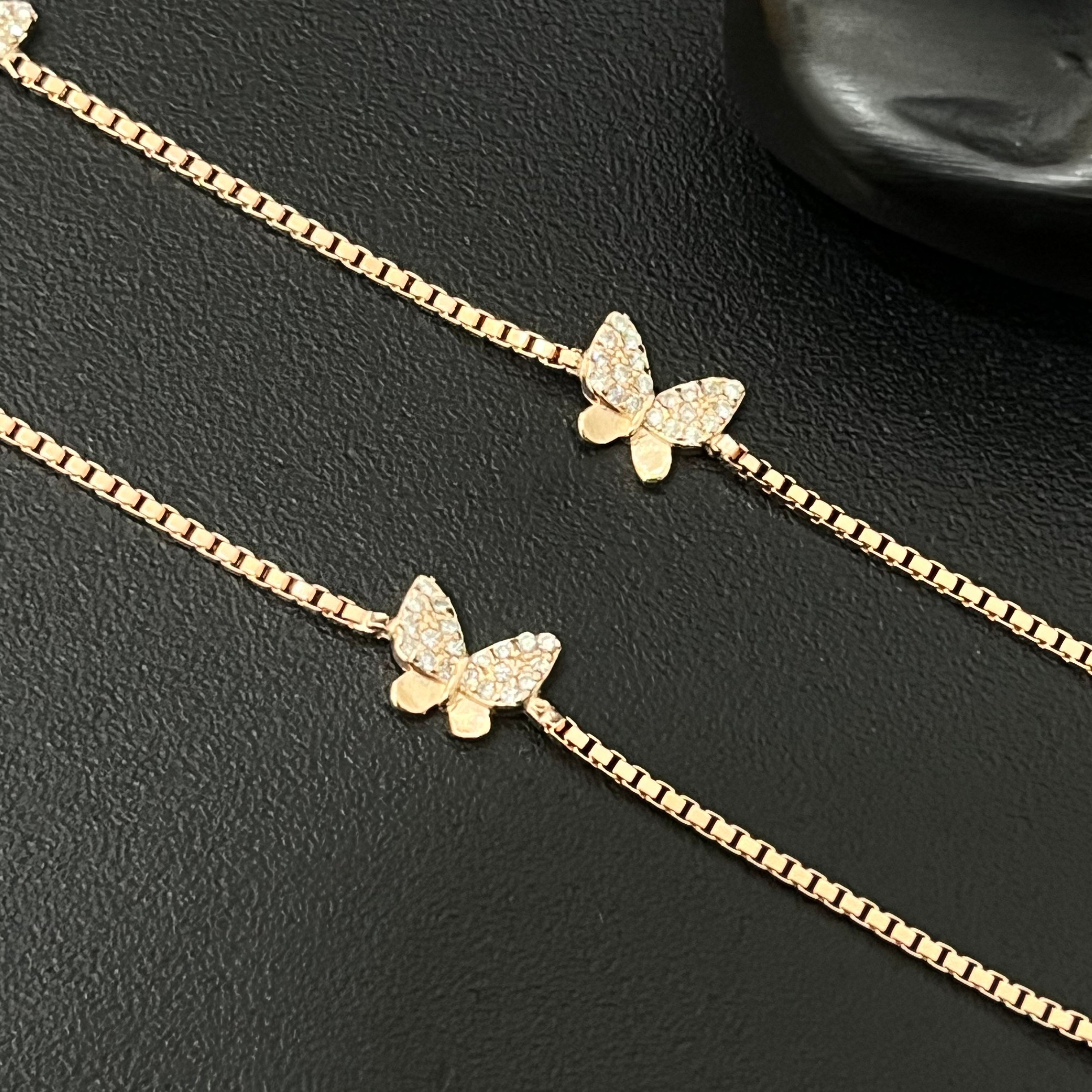 Silver Ladies Anklet Butterfly AD2 Rosegold 925
