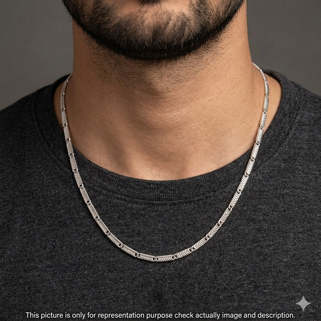 Silver Mens Chain Flat Line