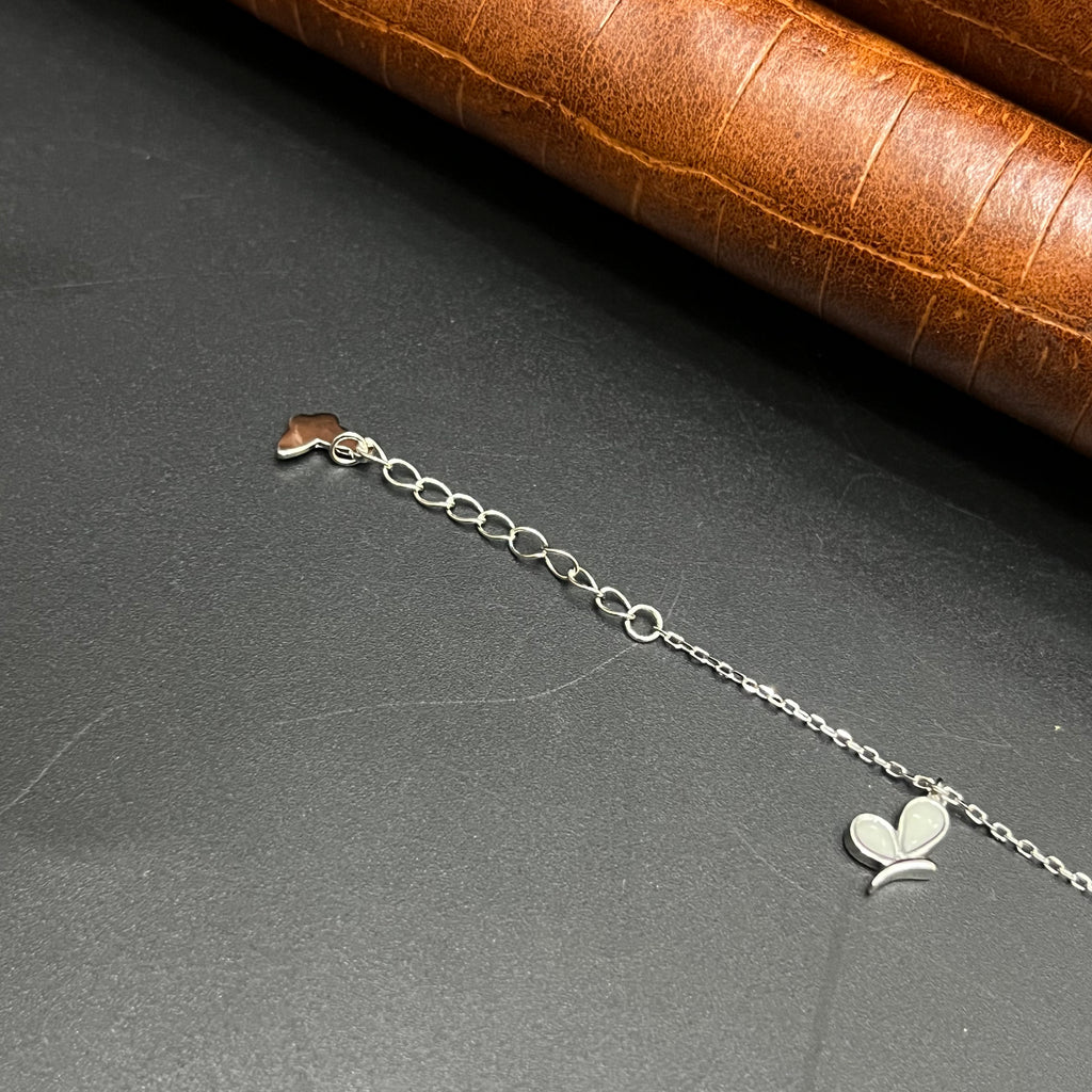 Silver Ladies Bracelet Dainty Butterfly & Crystal Link 925