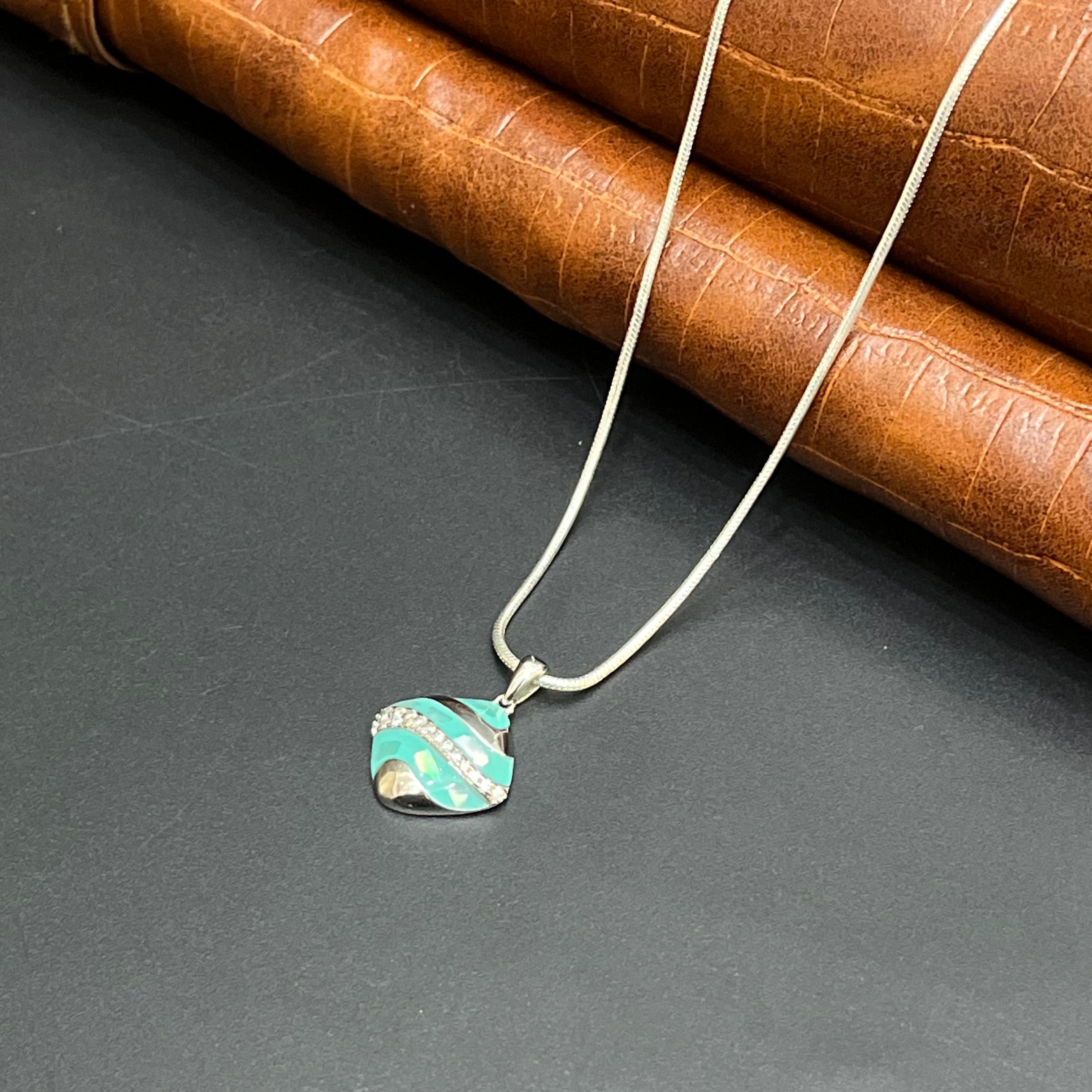 Silver Ladies Pendant Aqua Mosaic Elegance Charms 925