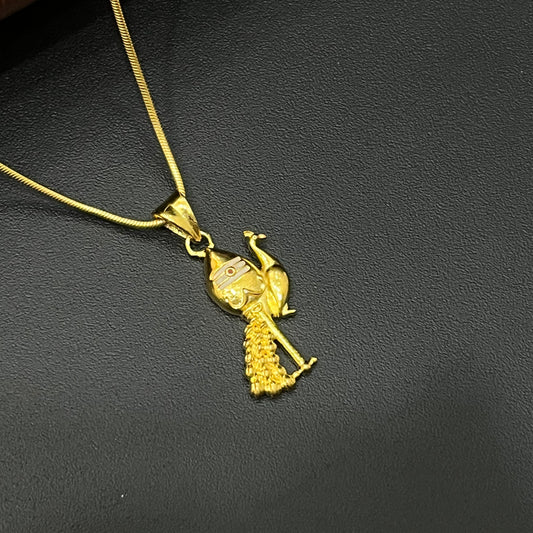 Silver Peacock & Vel Pendant Gold Finished