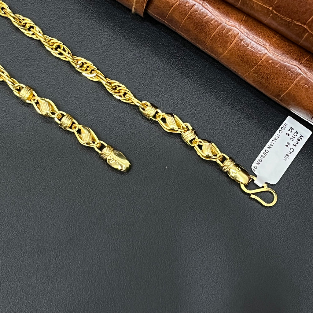 Silver Mens Chain Gold Finished Indo Italian 925
