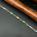 Silver Ladies Bracelet Rectangular Box &Green Stone