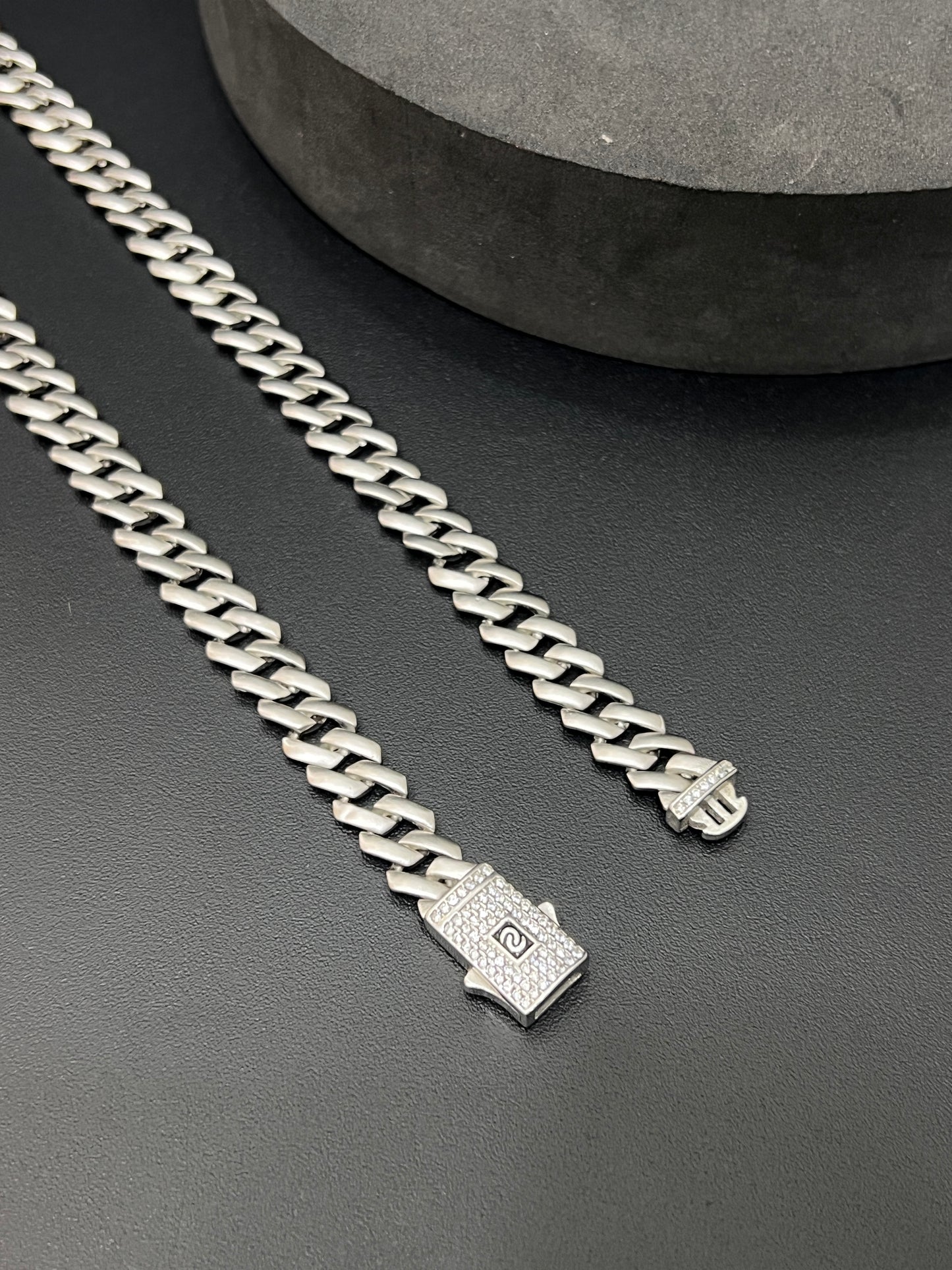 Mens Silver Chain Platinum Finished