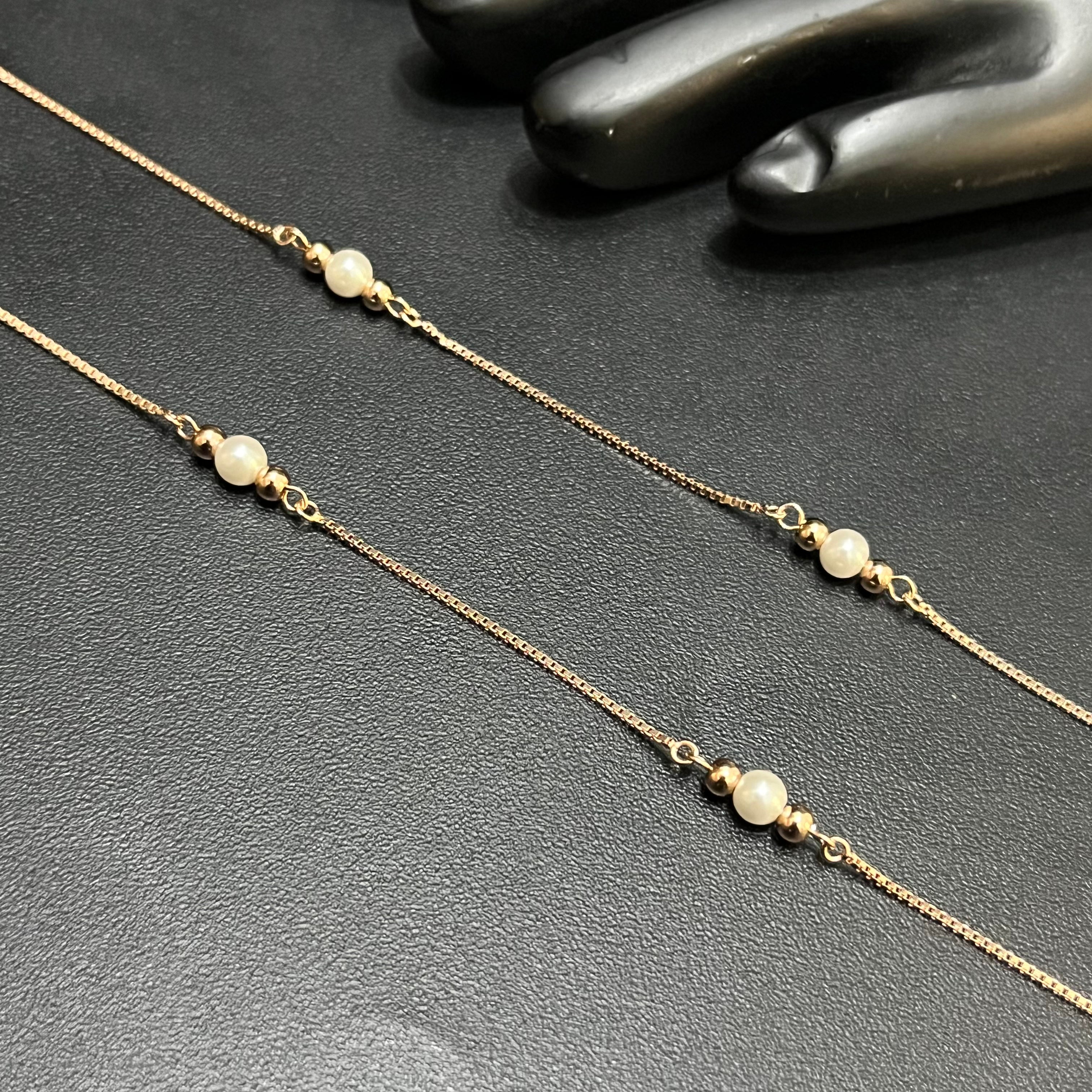Silver Ladies Anklet White Ball Rose Gold 925