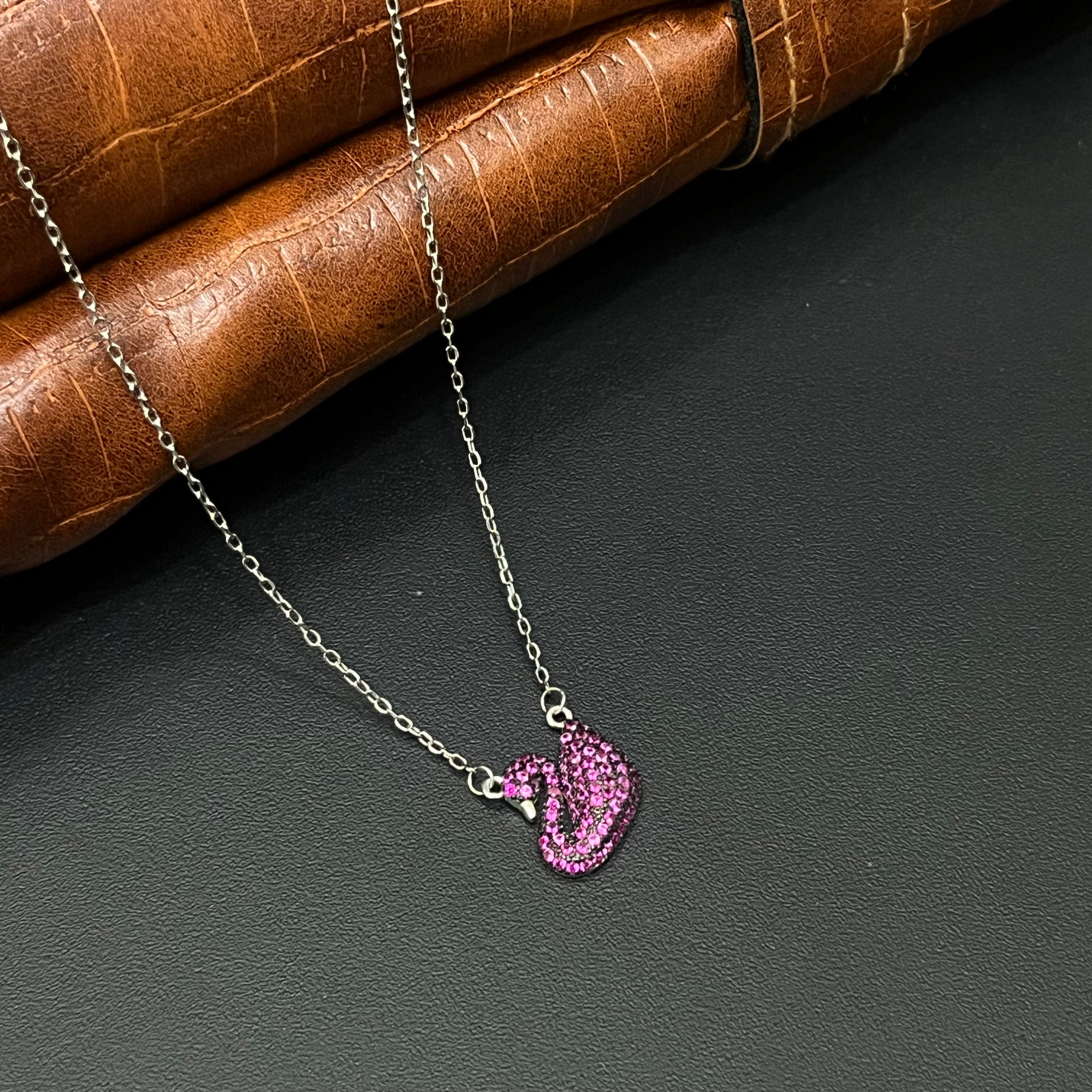 Silver Ladies Chain Swan Purple