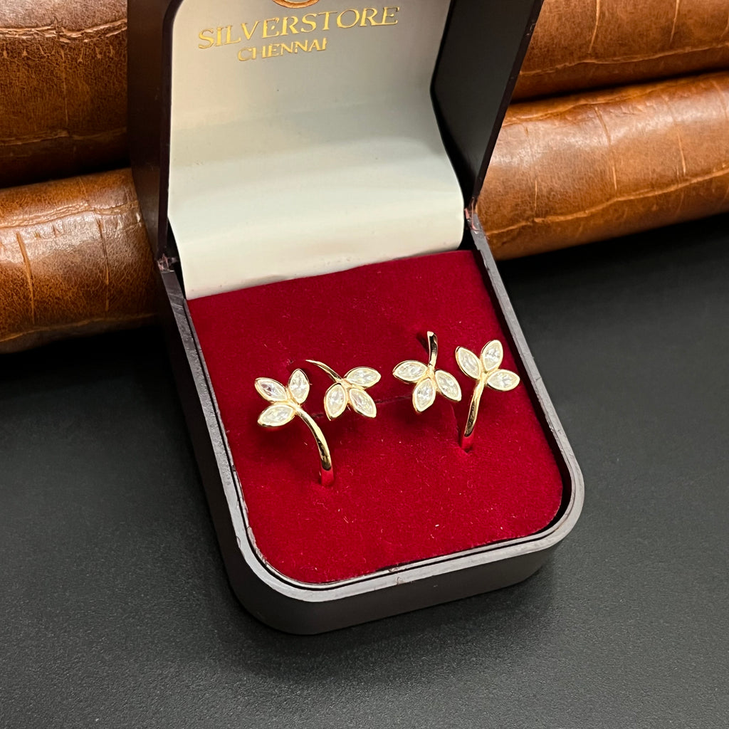Silver Ladies Toe Rings Leafes 2 Rosegold 925