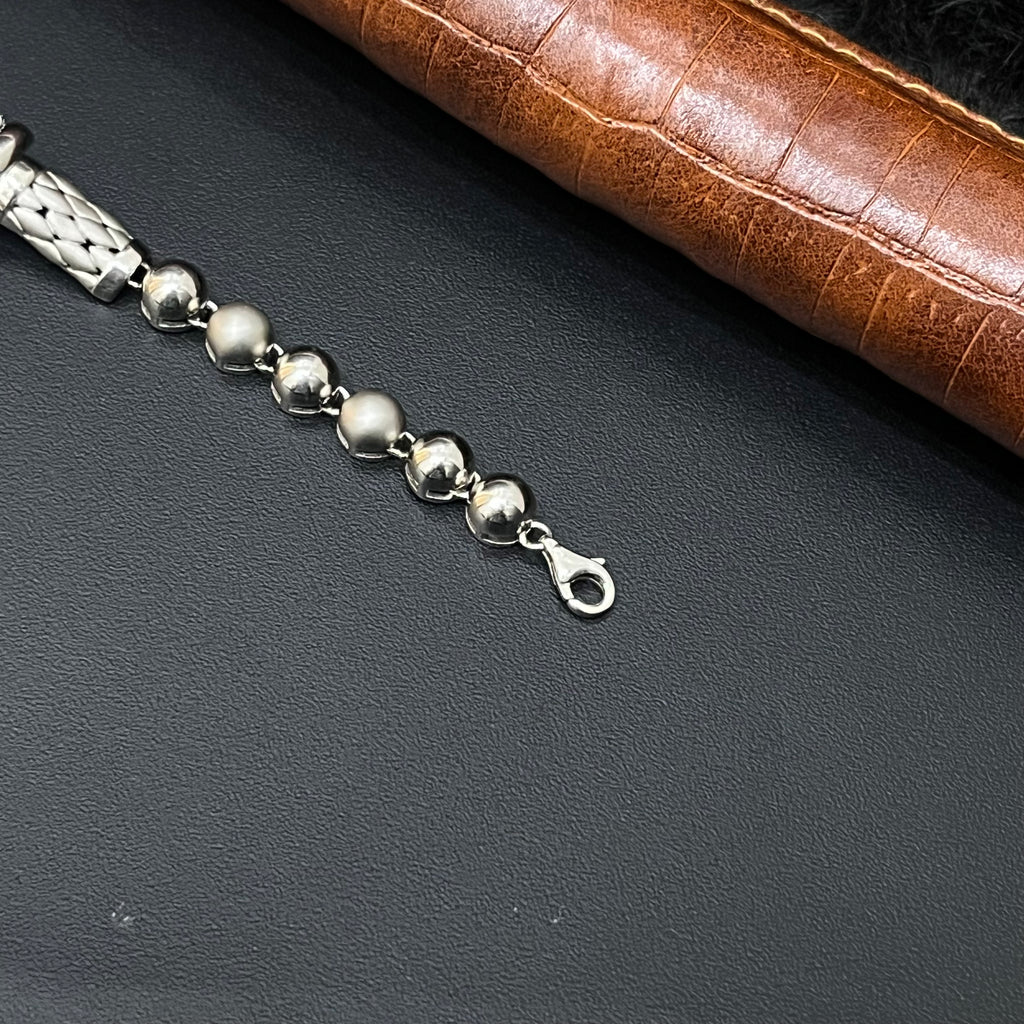 Silver Ladies Bracelet Silver Matte Stones