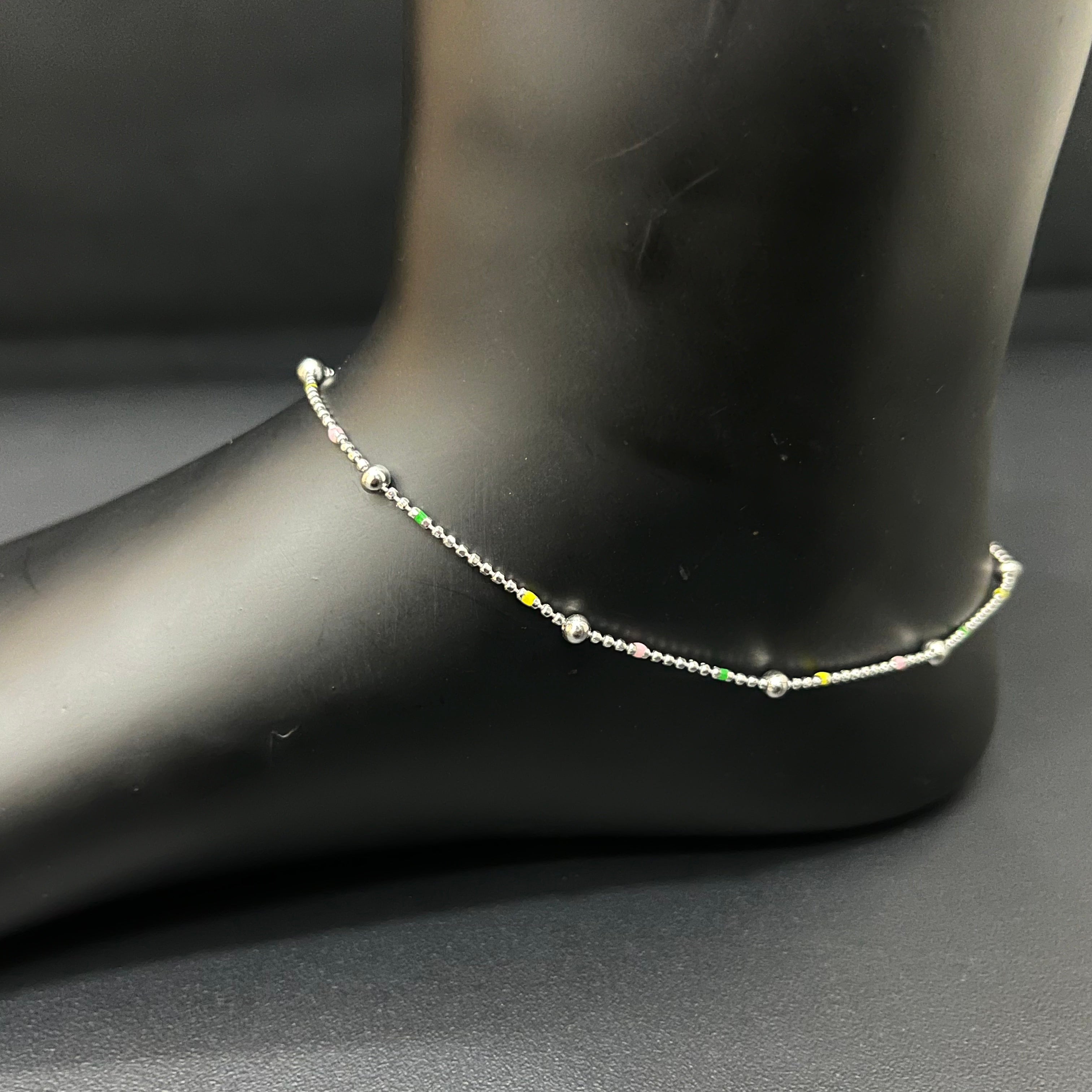 Silver Ladies Anklet Mini Balls