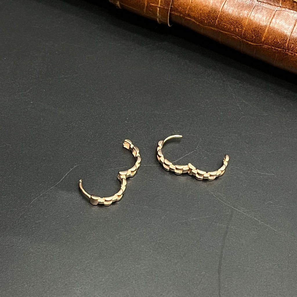 Silver Ladies Earring Crescent Bead Hoops Rose Gold 925