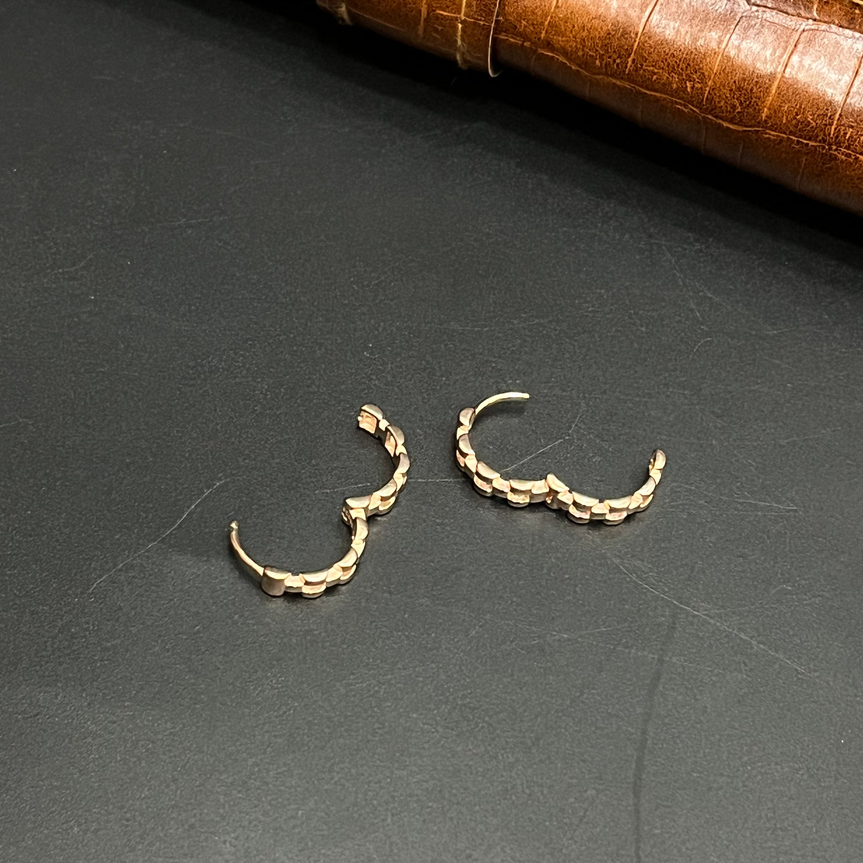 Silver Ladies Earring Crescent Bead Hoops Rose Gold 925