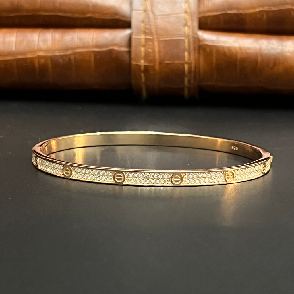 Silver Unisex Kada Adjustable Classic Crystal Rose Gold 925