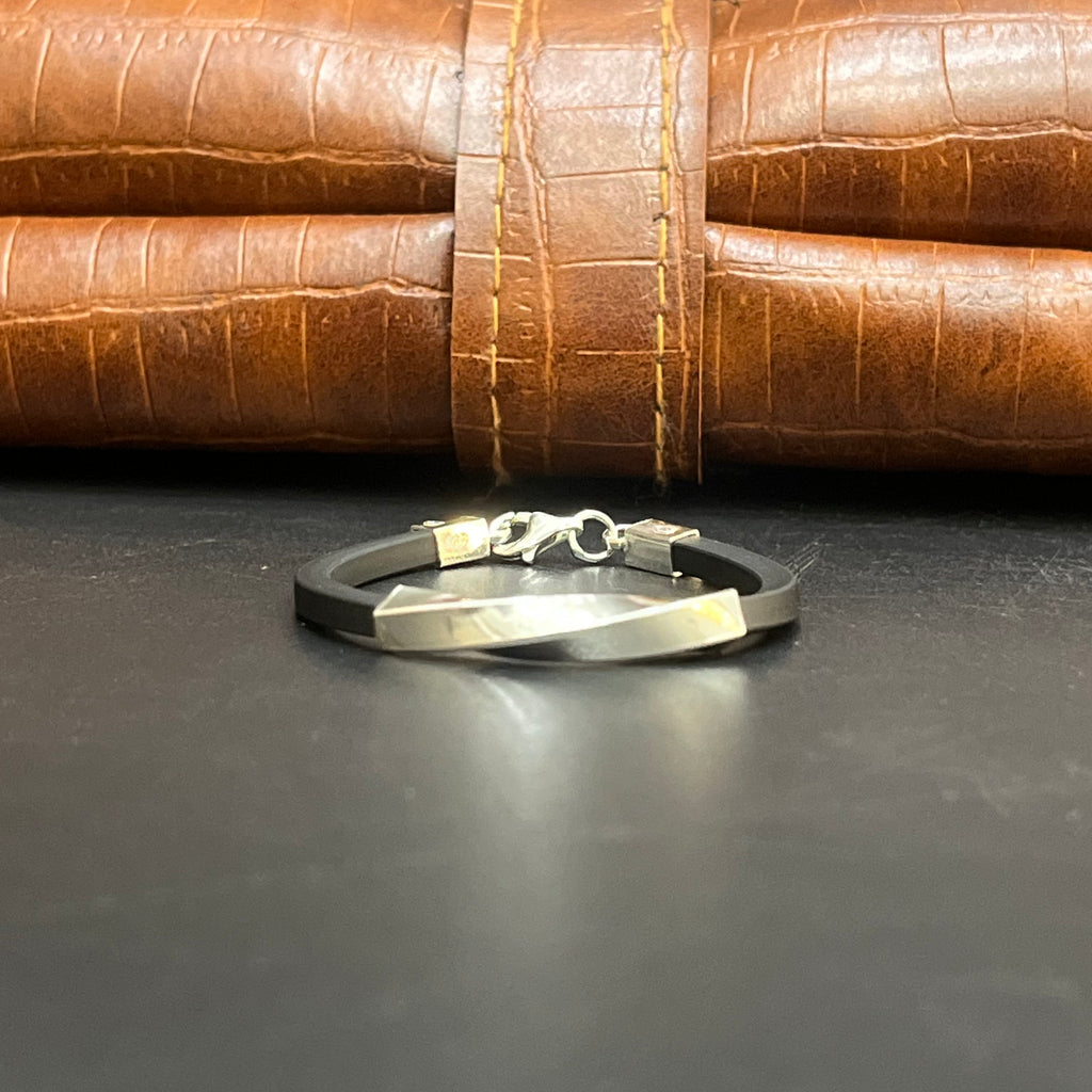 Silver Kids Bracelet Classic Black Band Link 925