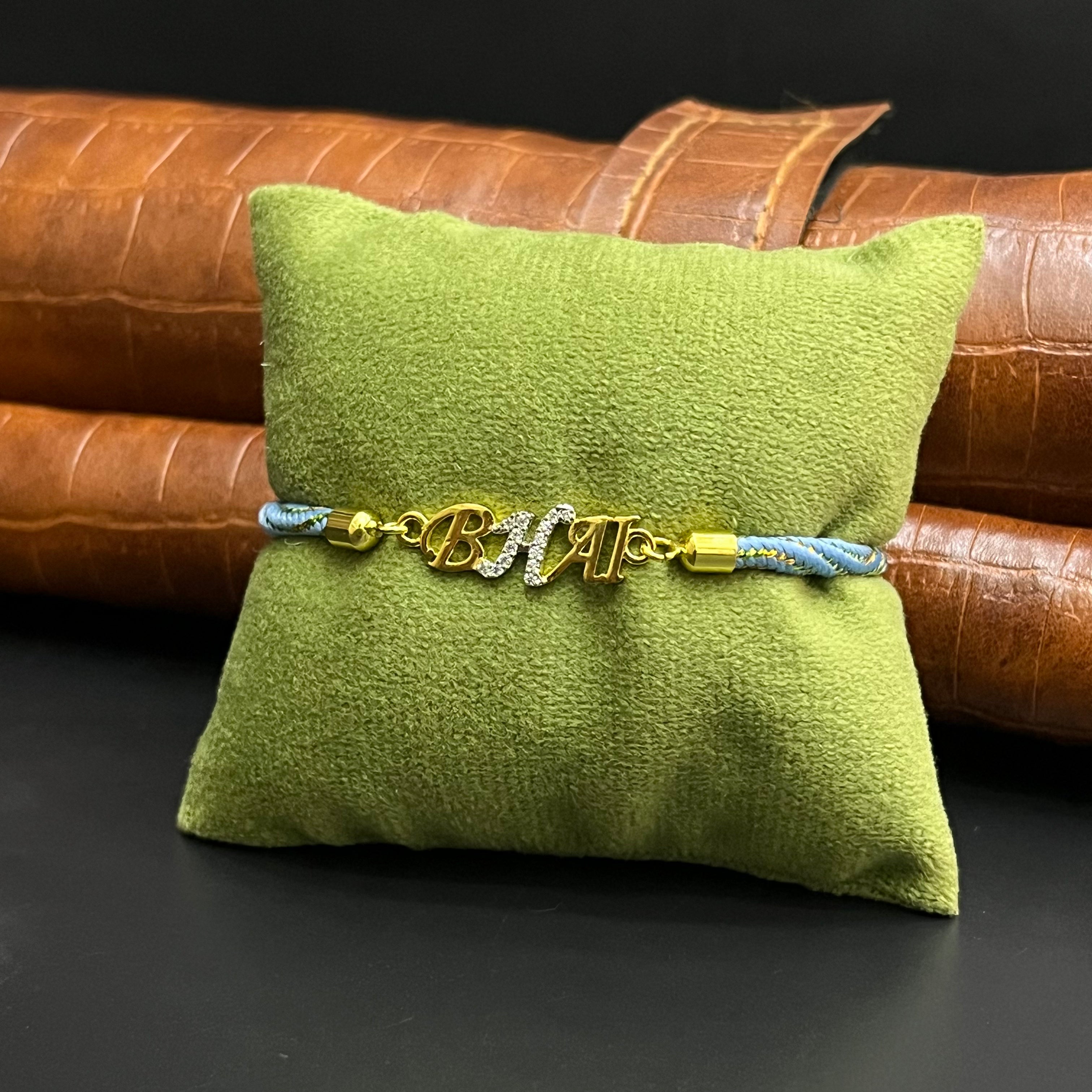 Silver Rakhi Band BHAI Gold Polish 925