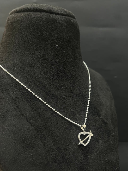 Ladies Silver Chain Arrow Heart