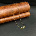 Silver Ladies Chain Black Beeds Petal Leaf Gold Finish 925