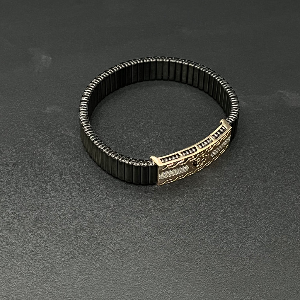 Silver Mens Flexible Band OM Rosegold