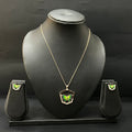 Silver Ladies Pendant Chain Butterfly Green
