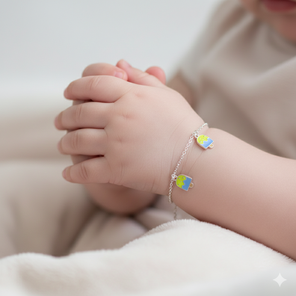 Silver Baby Bracelet Ice Cream Charms