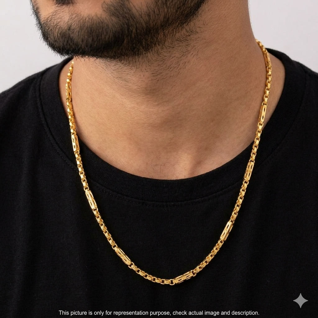 Mens Chain Gold Finished Italian Box Cut