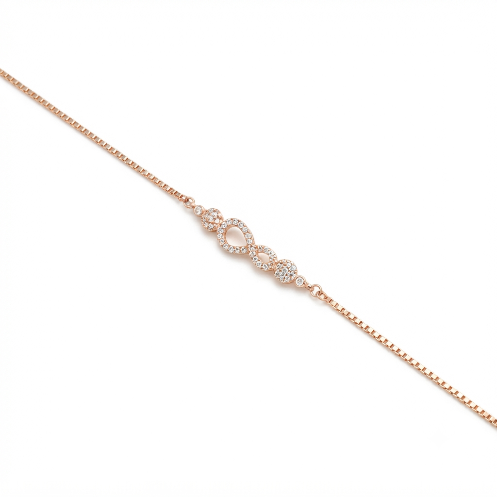 Silver Ladies Bracelet Elegant Infinity Sparkle Rose Gold 925