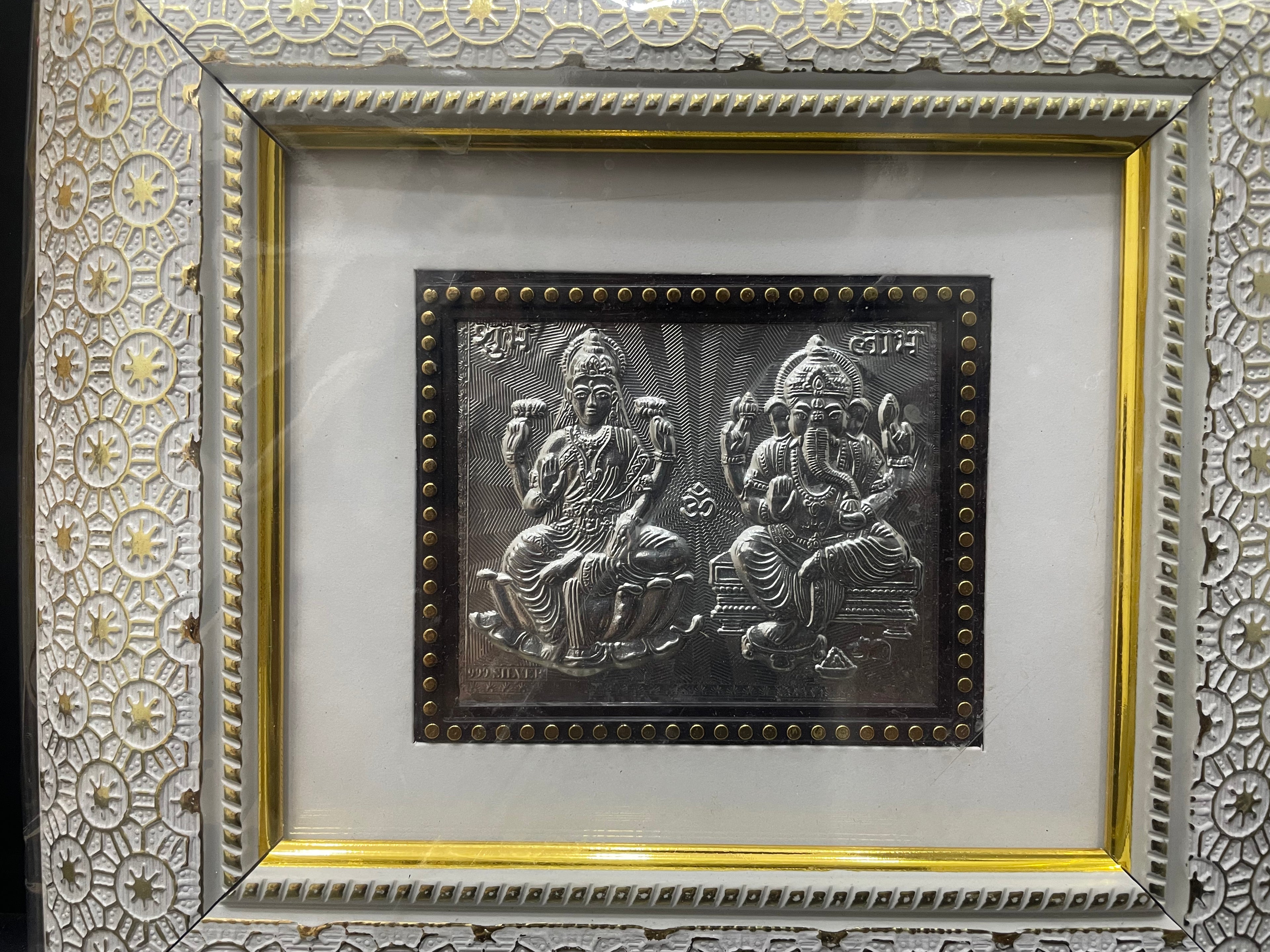 Silver Lakshmi and Ganesh Frame