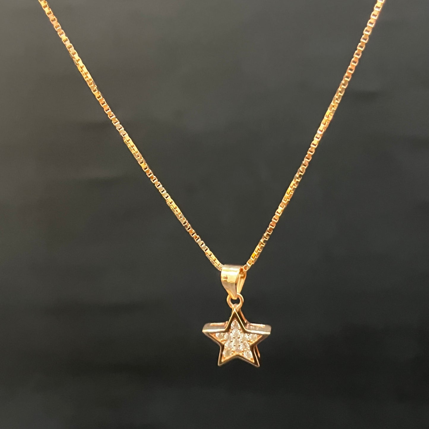 Ladies Silver Pendant Chain Star Design Rosegold