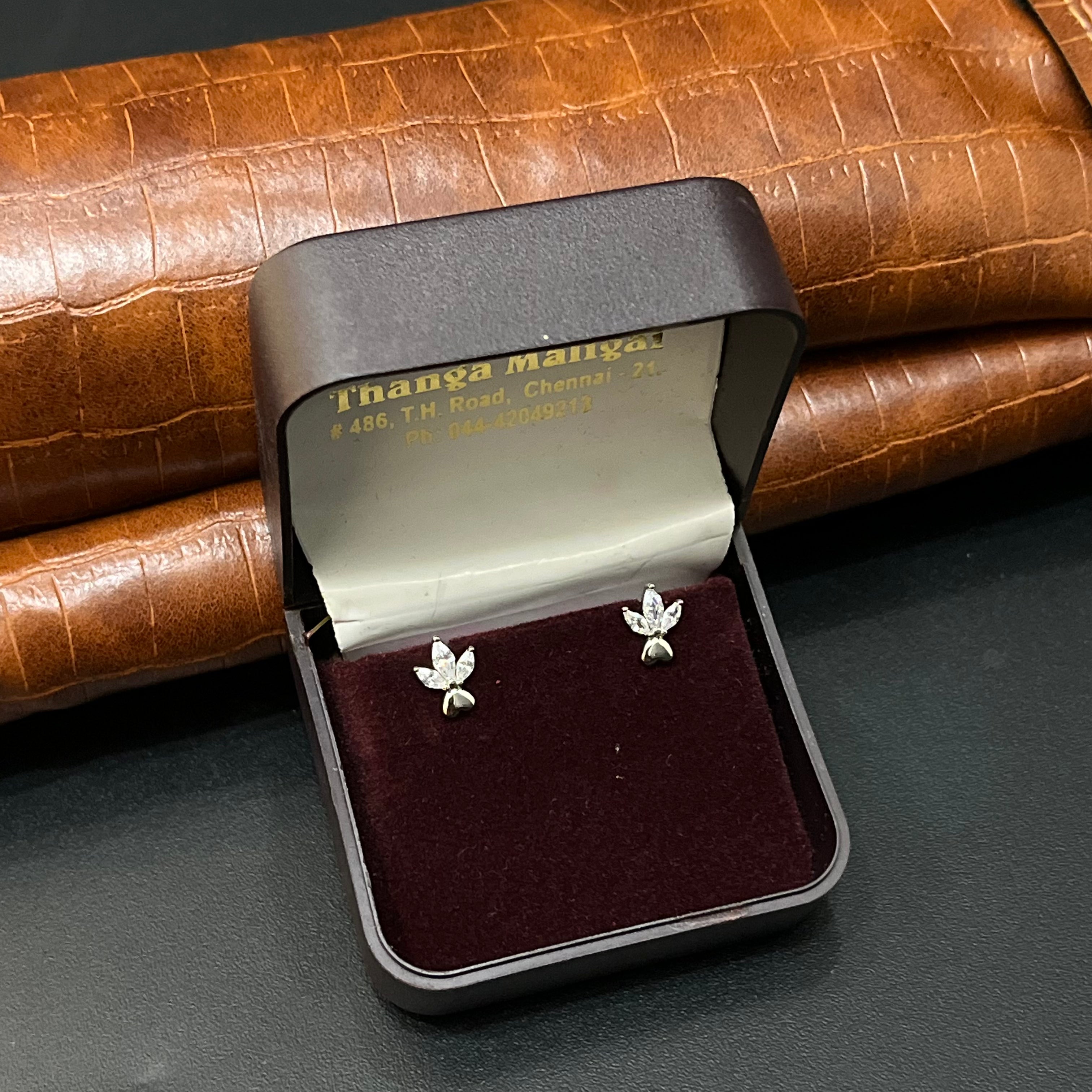 Silver Second Studs Herat Leafs Rosegold