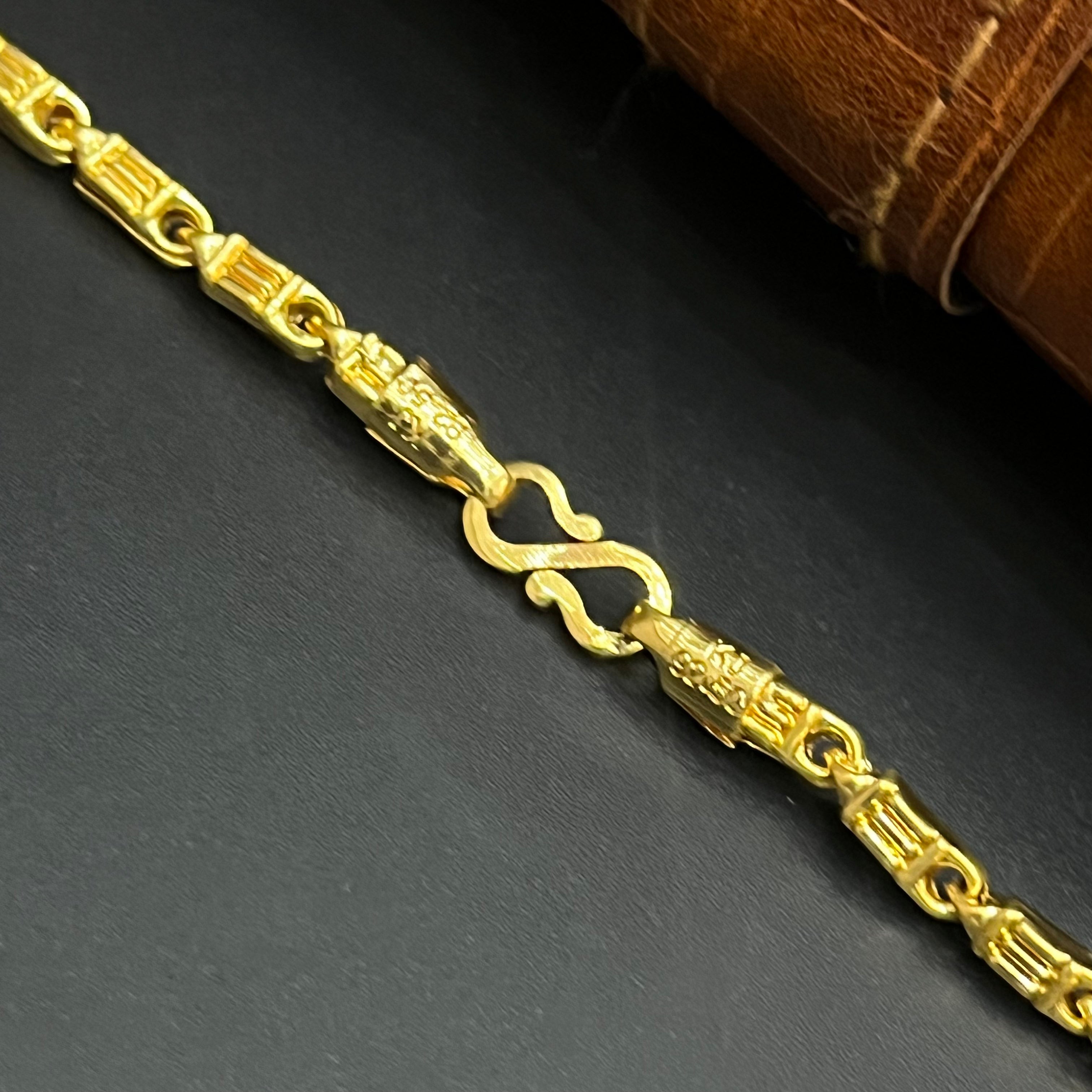 Silver Mens chain Luxury Textured Link Gold Finish 925