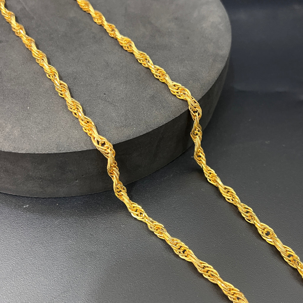 Silver Mens Chain Indo Italian Luxury Twisted Link Lock Gold Finish 925