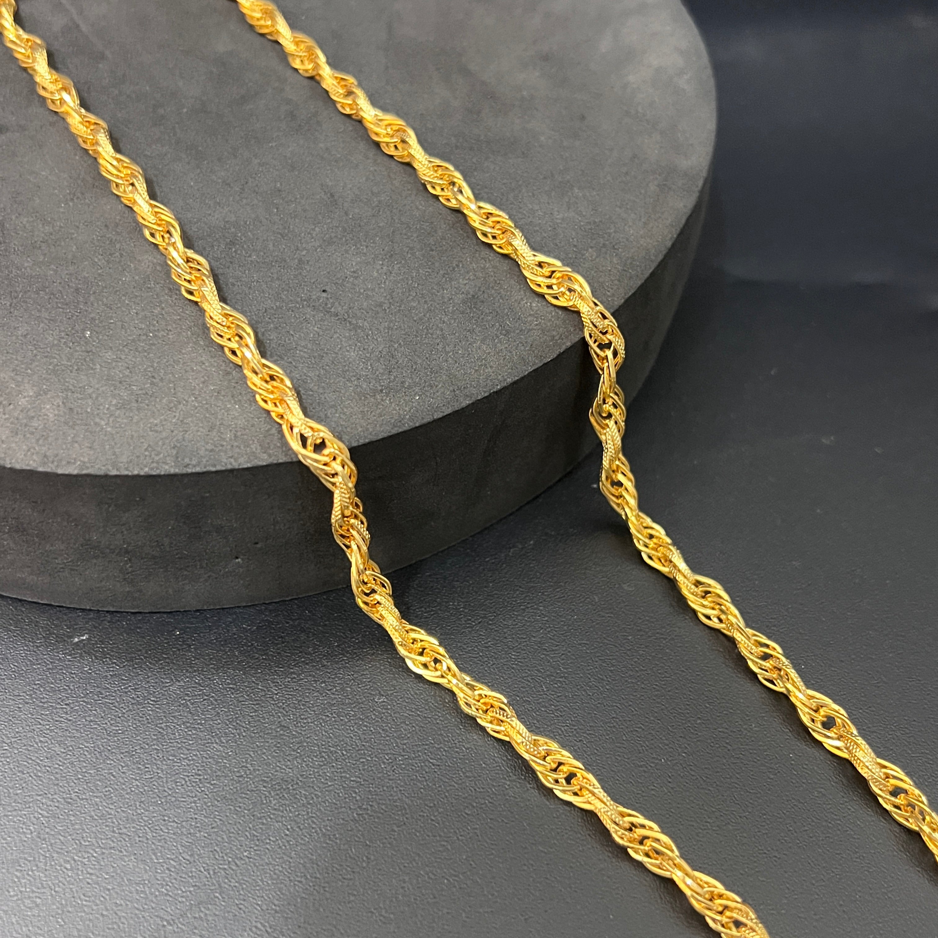Silver Mens Chain Indo Italian Luxury Twisted Link Lock Gold Finish 925