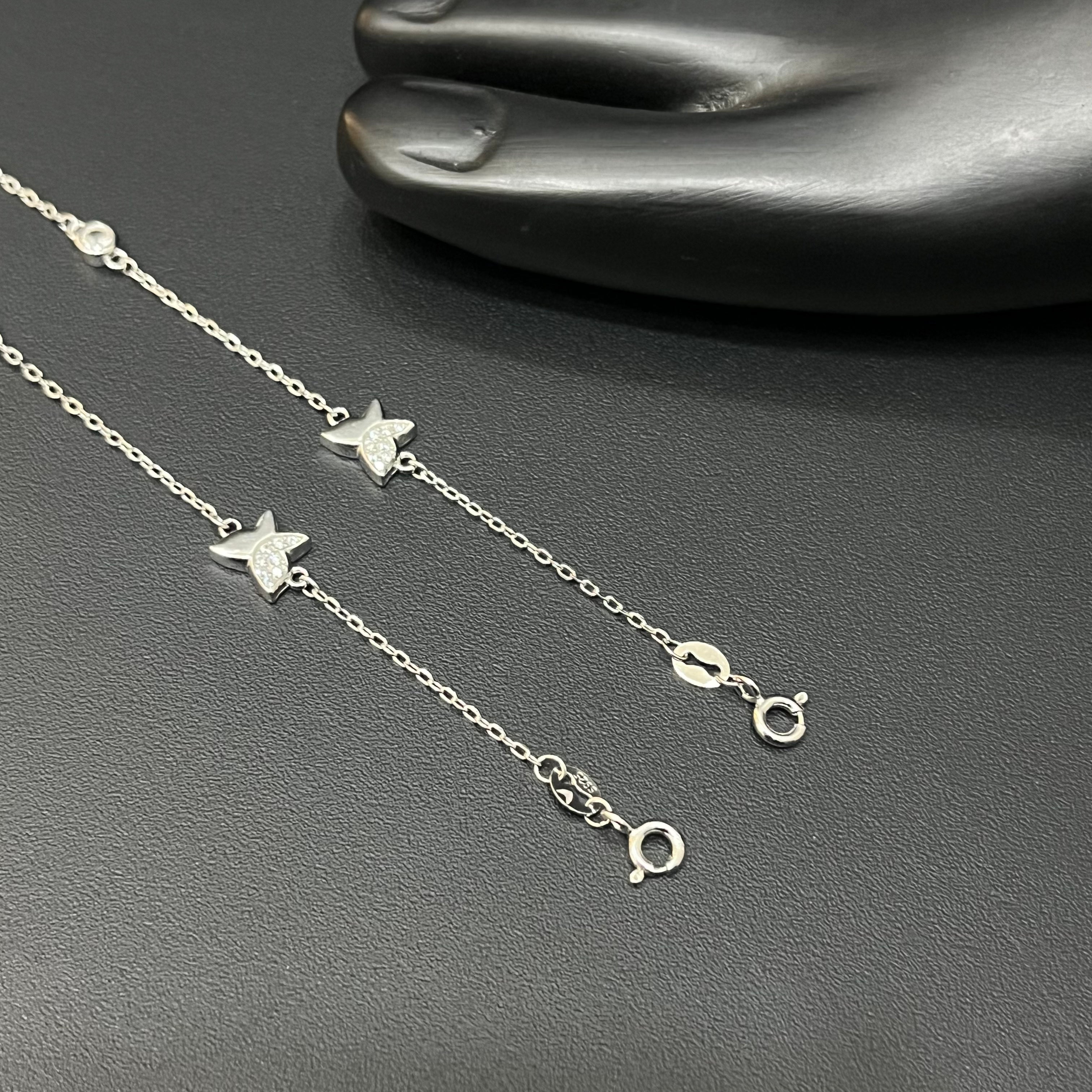 Silver Ladies Anklet Butterfly