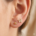 Gold Second stud Butterfly Stones