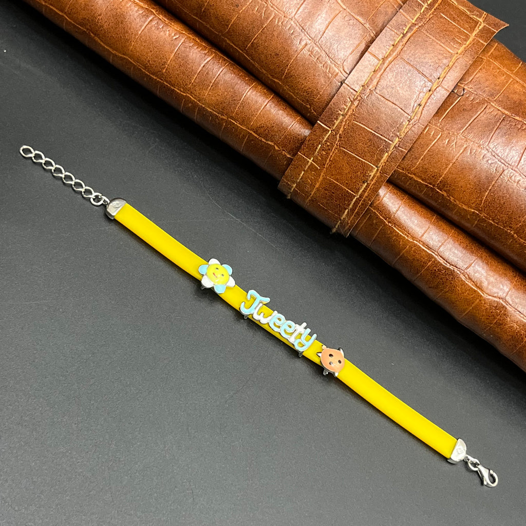 Silver Kids Bracelet Cute Characters Charms JWEETY Yellow Band 925