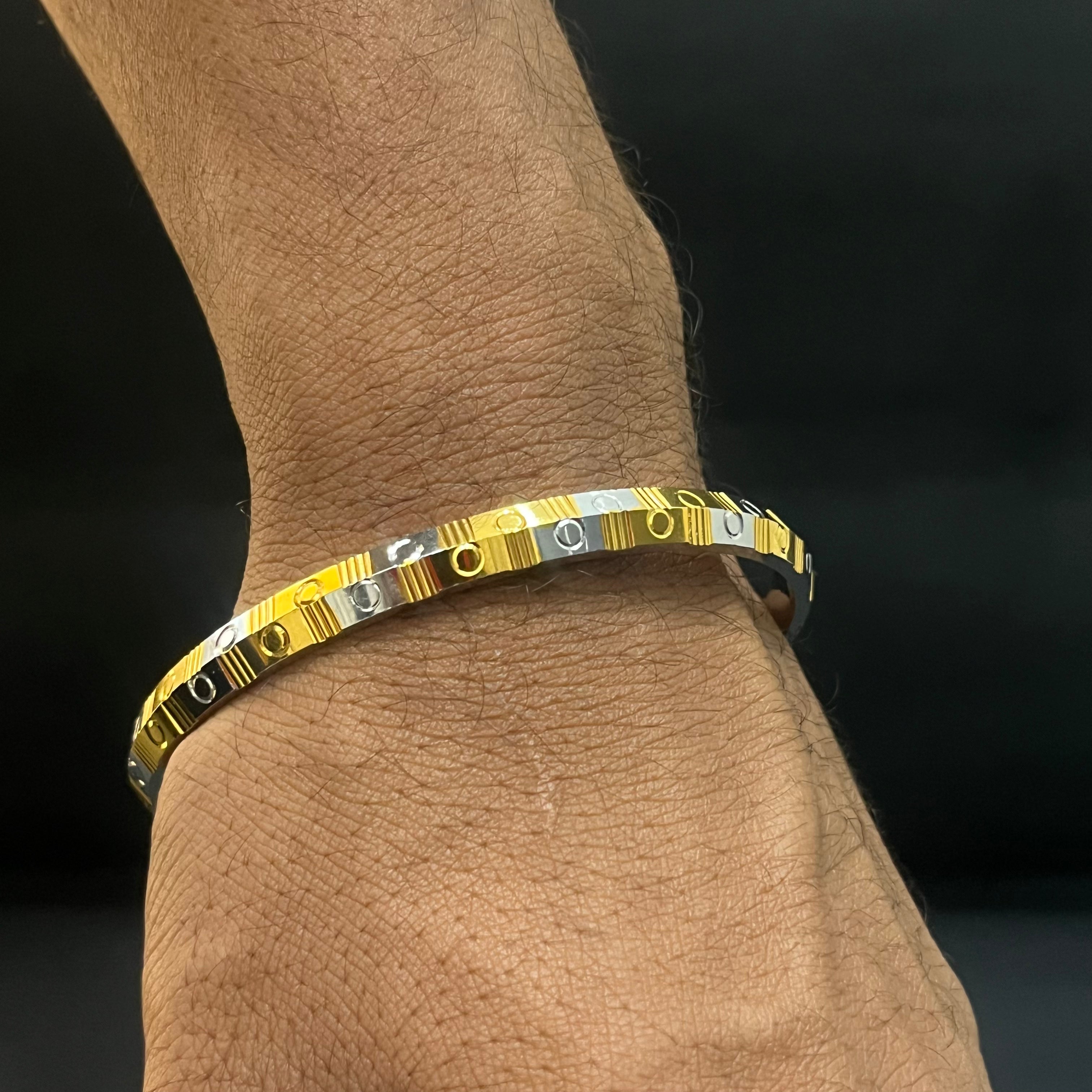 Silver Mens Kada Two Tone