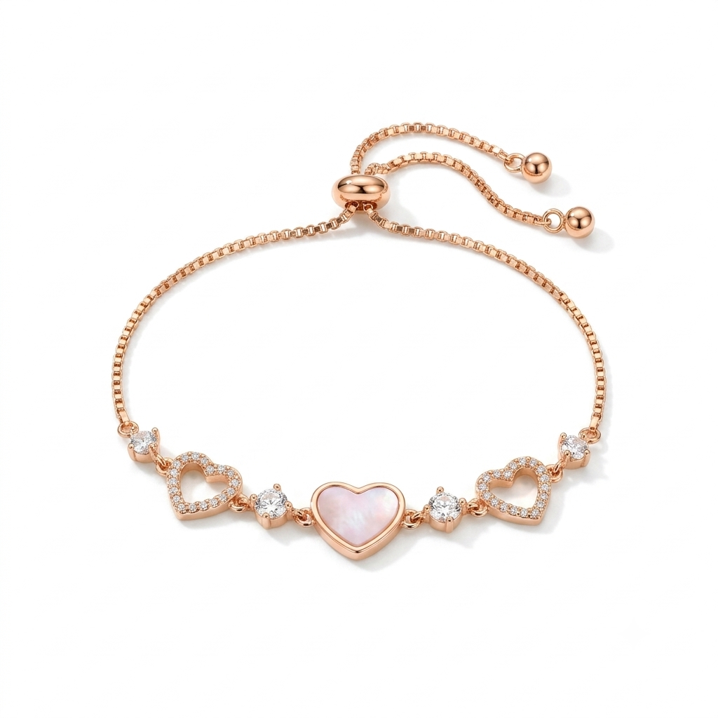 Silver Ladies Bracelet Blush Heart Garden Pink 1 Rose Gold 925