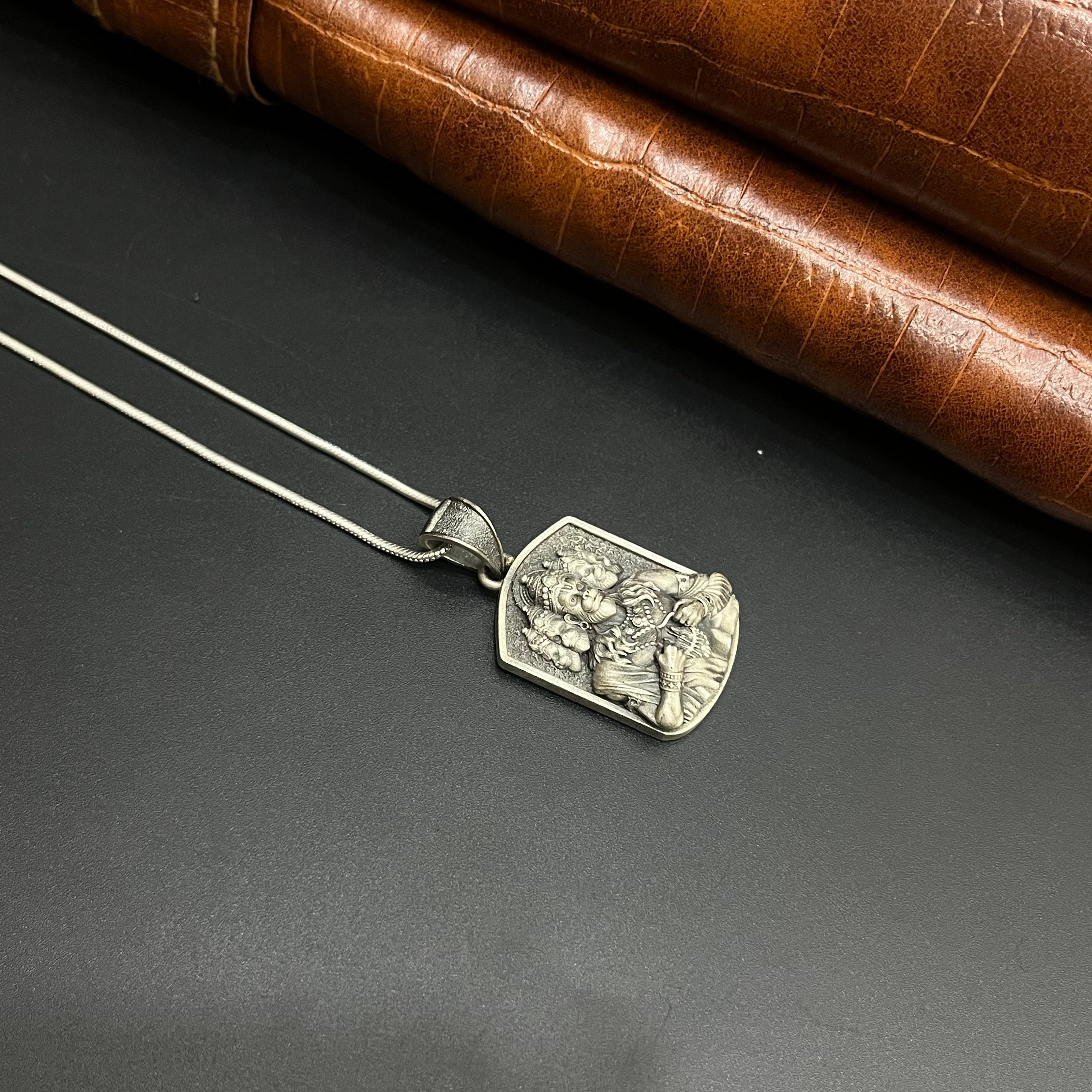 Silver Pendant Antique 5 Face Hanuman Open Heart 925