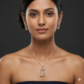 Silver Ladies Pendant Chain Square Butterfly rosegold