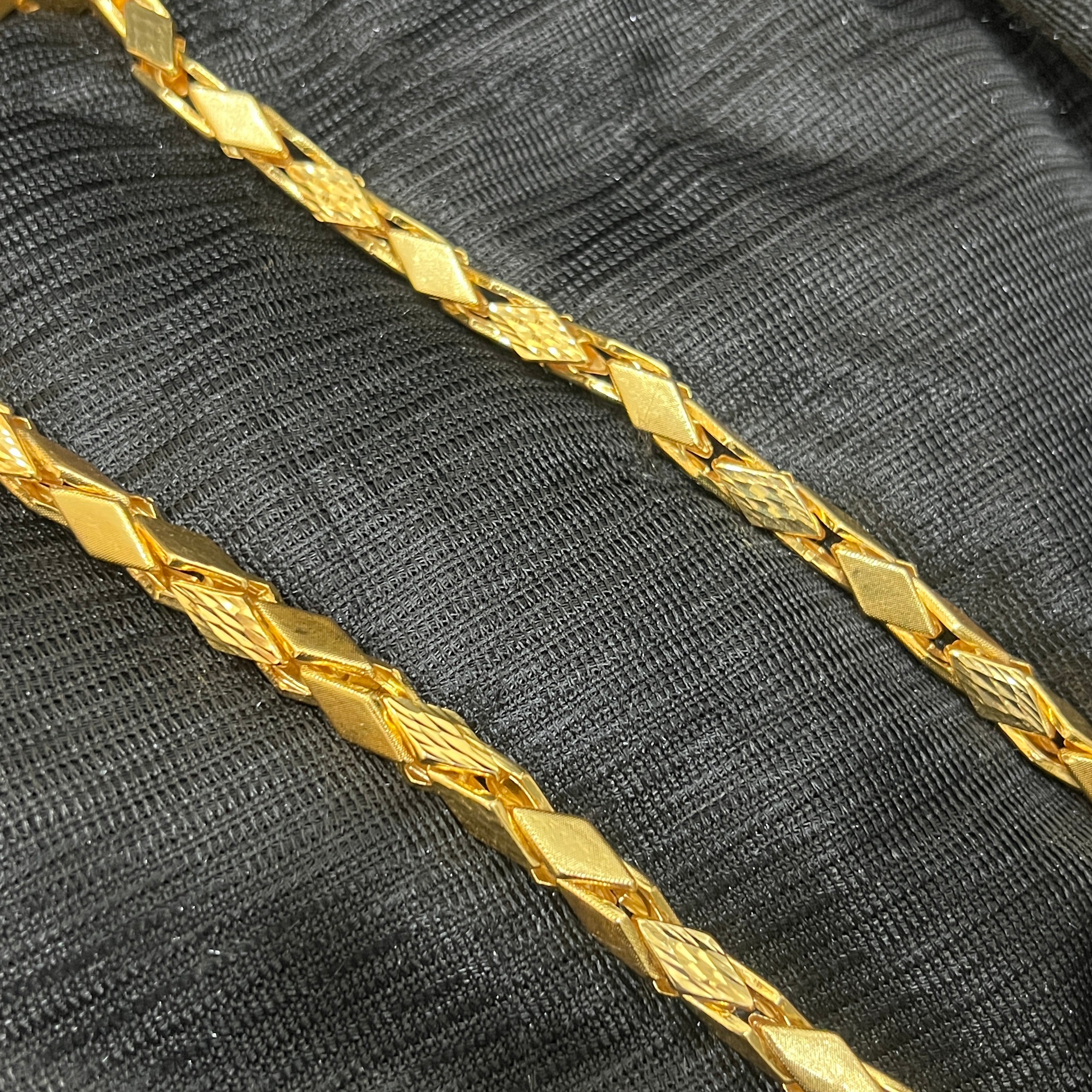 Silver Mens Chain Kathli Diamond Cut Link Lock Gold FInish 925