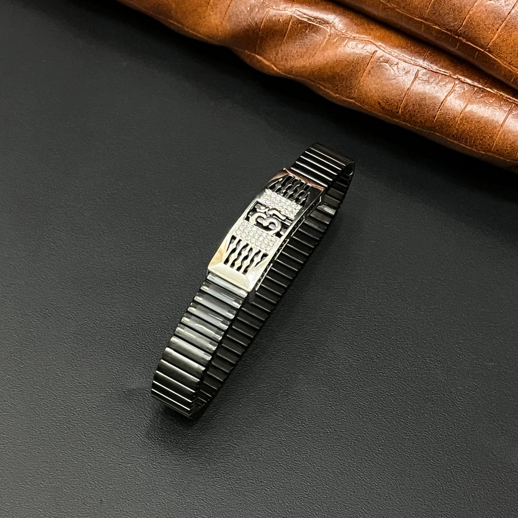 Silver Mens Flexible Band OM Rhodium