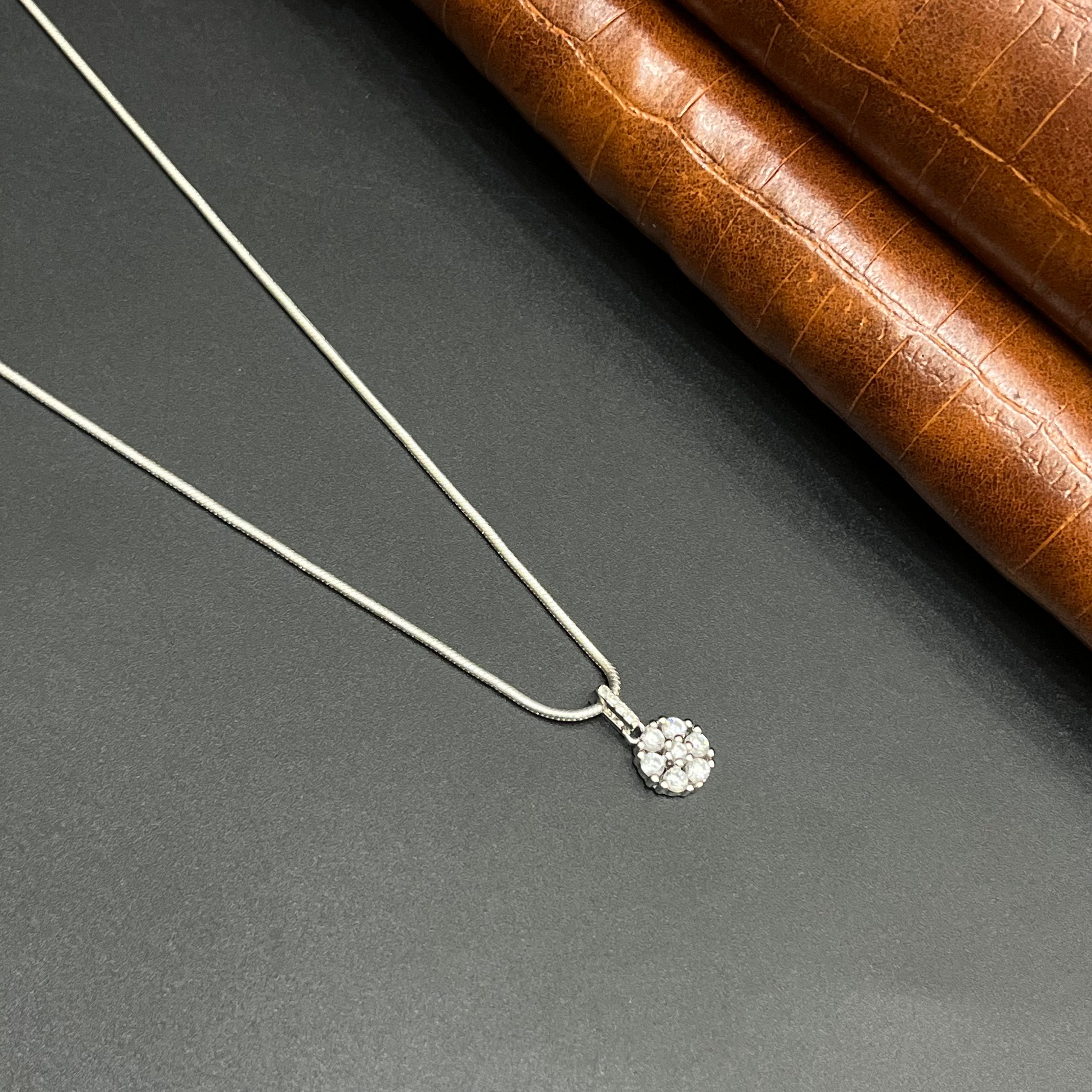 Silver Ladies Pendant Crystal Flower Cluster 925