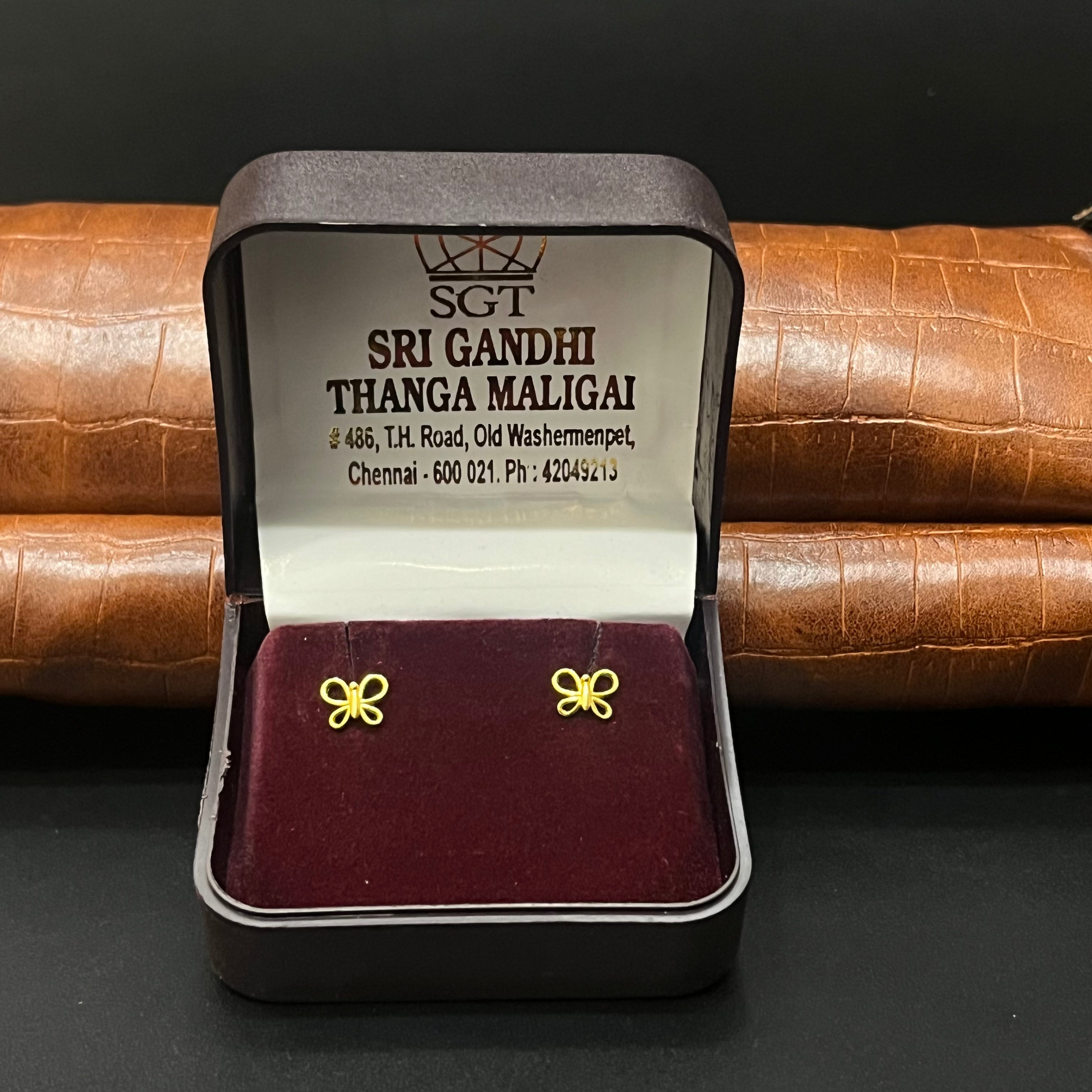 Gold Second stud Butterfly