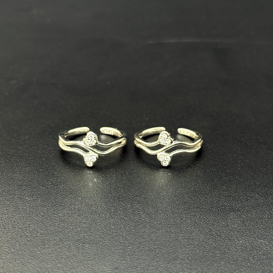 Silver Ladies Toe Rings Zig Zag SS