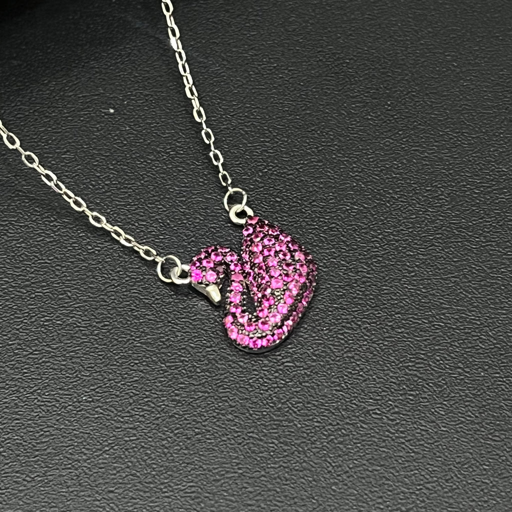 Silver Ladies Chain Swan Purple