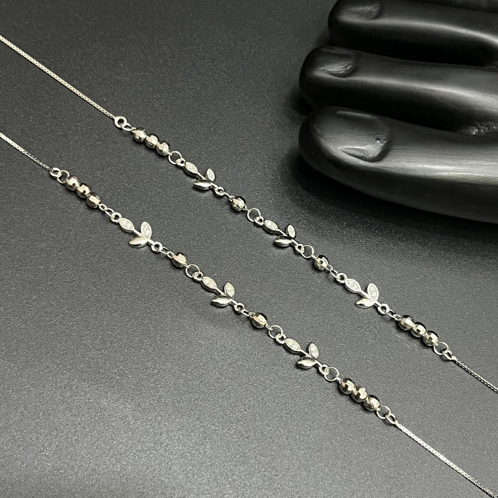 Silver Ladies Anklet Blooming Vine Grace Beeds 925