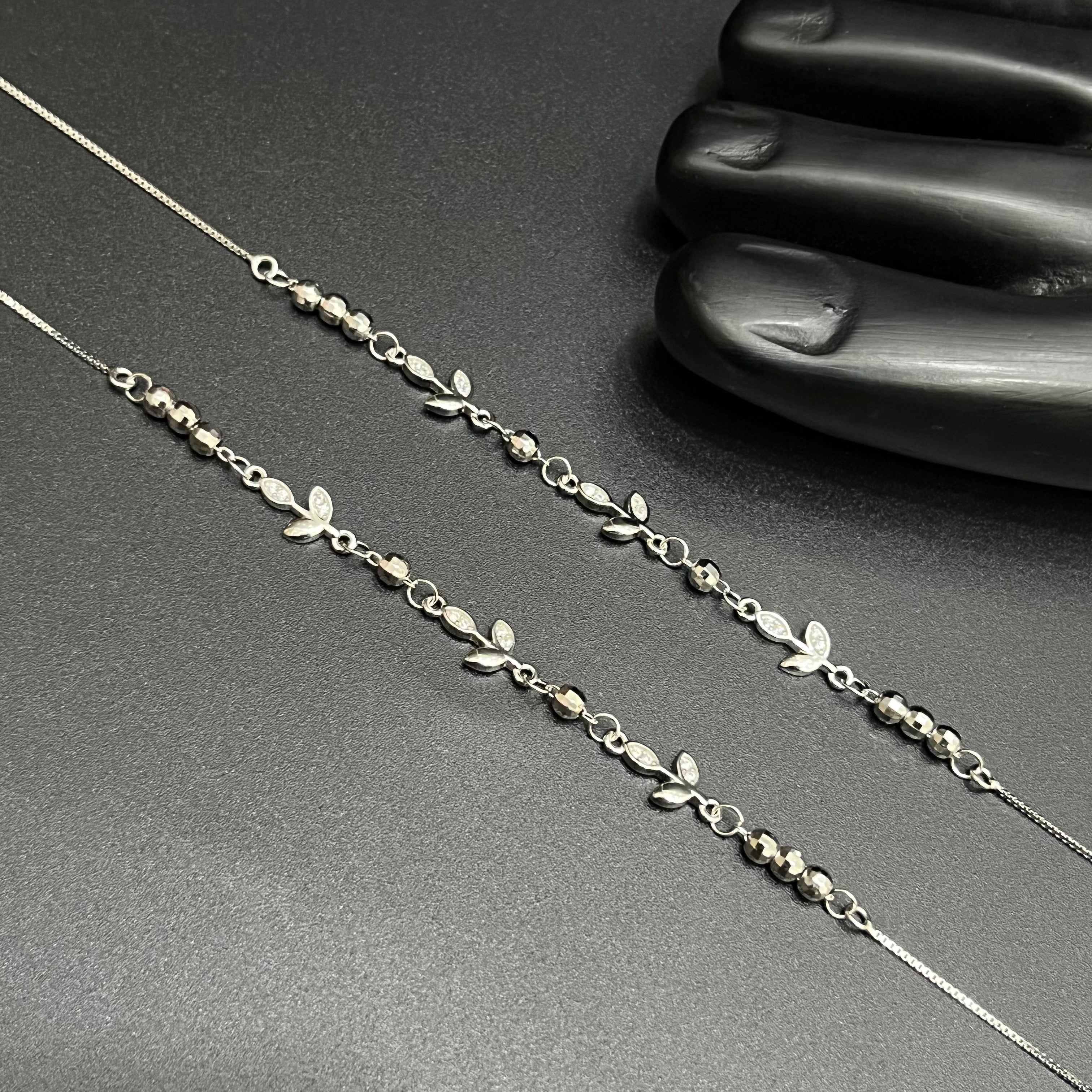 Silver Ladies Anklet Blooming Vine Grace Beeds 925