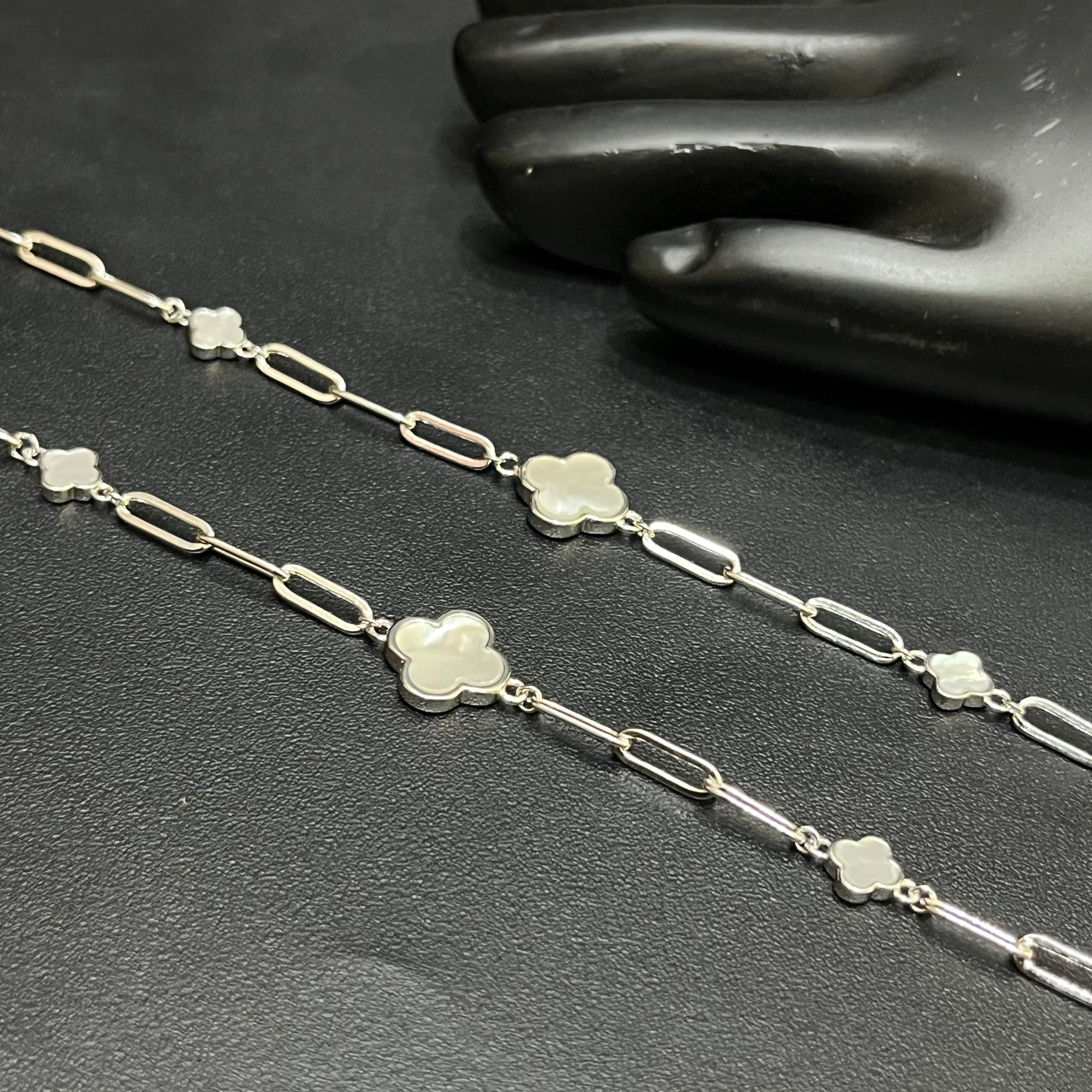 Silver Ladies Anklet Floral Oval Grace With Stone  925