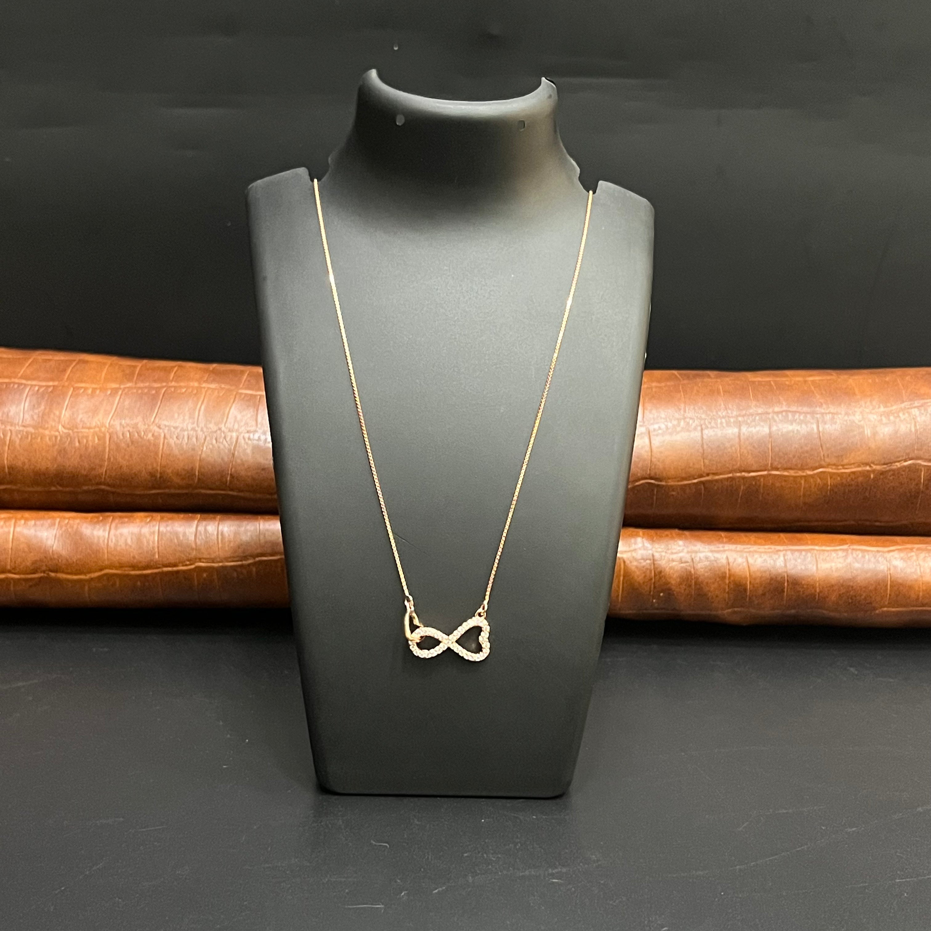 Silver Ladies Pendant Chain Infinity Love Crystal Rose Gold 925